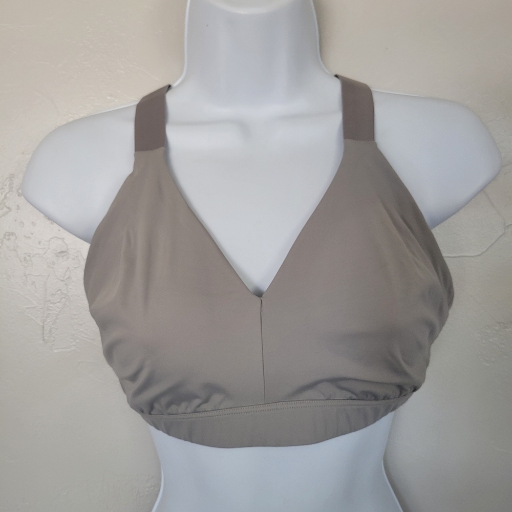 Athleta Women's Small Adjustable Bikini Top Strappy Back Grey Double Lined